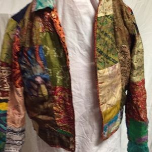 Reversible Silk Blazer Patchwork jacket Sz small